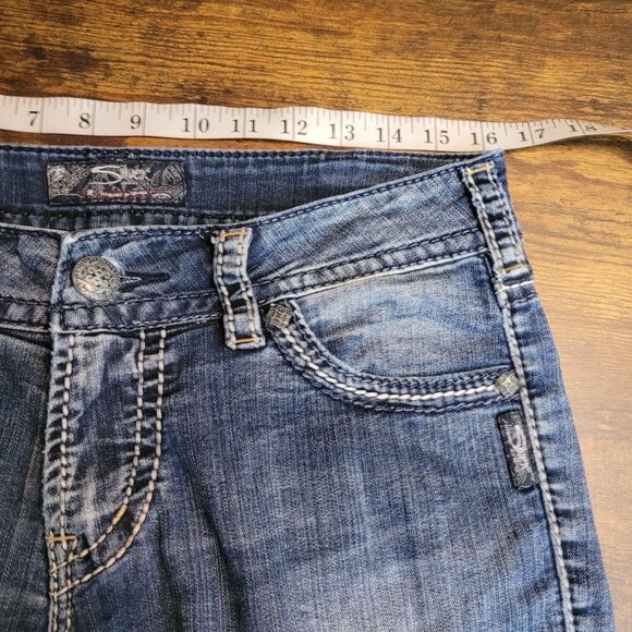 Silver Jeans Sz 30 Suki Capri Mid Rise Tummy Control Thick Stitch Stretch Denim - Picture 8 of 13